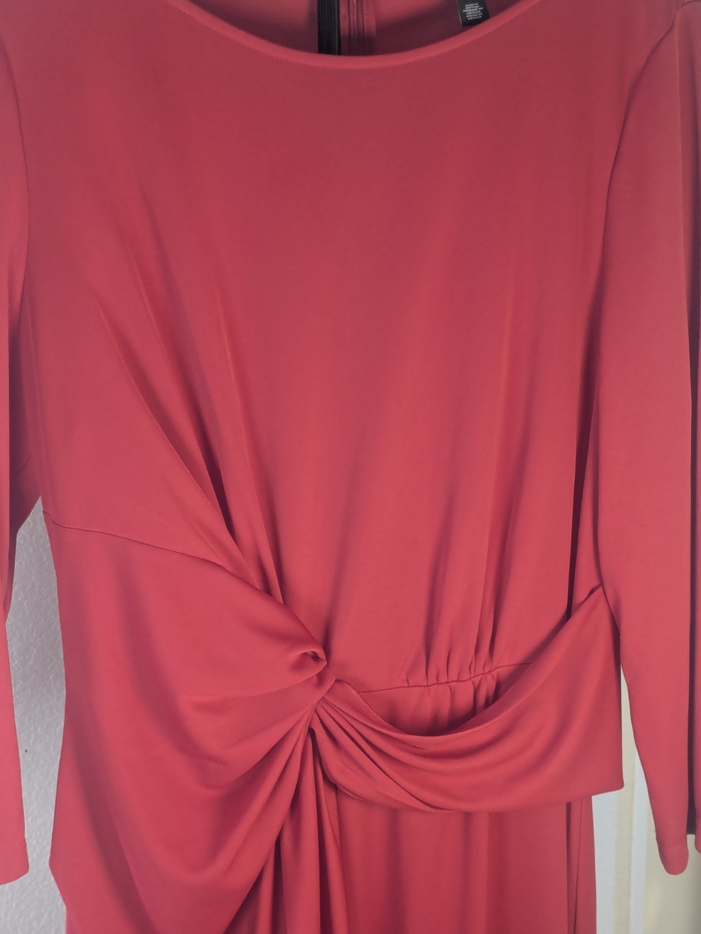 Lauren Ralph Lauren Red Ruched Draped Midi Dress Size 16 3/4 Sleeve - Picture 3 of 13